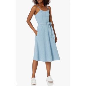 AG Giselle Chambray Denim Midi Dress in Blue Size Medium